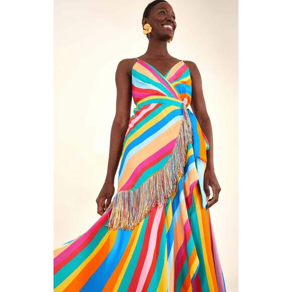 Farm Rio Striped Scarf Wrap Dress Sz. S - Picture 2 of 6